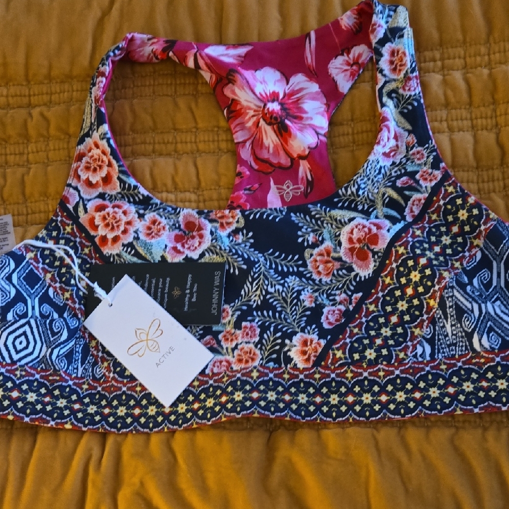 NWT Johnny Was Misty Fall Bee Active Reversible Sports Bra Size XL